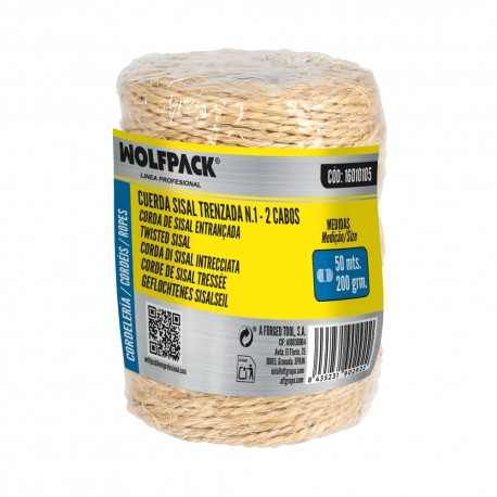 Cuerda Sisal Nº1 Hilo de 2 Cabos (Bobina 220 gr. / 50 m.)