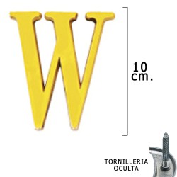 Letra Latón "W" 10 cm. con Tornilleria Oculta (Blister 1 Pieza)