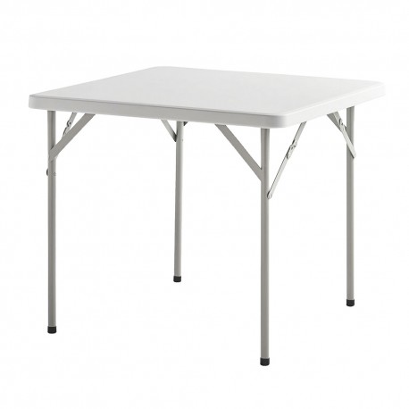 Mesa Plegable Cuadrada HDPE Multifuncional, Portatil, Resistente,Multiusos 86x86x74 cm. Color Blanco