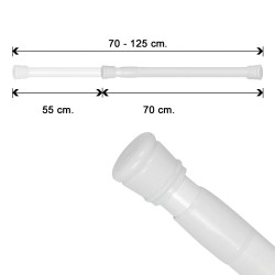 Barra Para  Cortina Ducha Extensible Aluminio Blanco 70 a 125 cm.