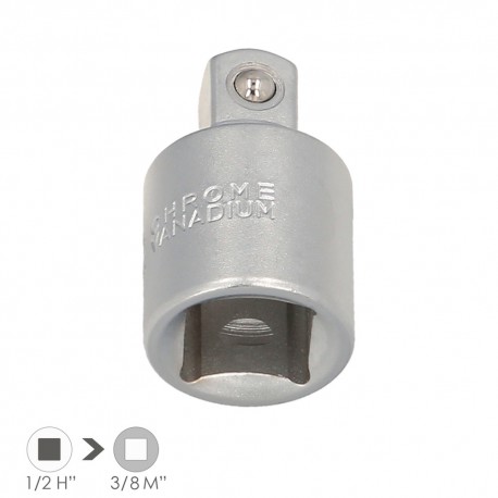 Adaptador Reductor  1/2" Hembra A 3/8" Macho Acero Cromo Vanadio, Aristas Redondas, Reductor Carraca,