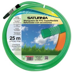 Manguera Latflex Reforzado 15 mm. -  5/8" Rollo 25 Metros Con Accesorios Manguera Jardin, Manguera Riego, Manguera Reforzada,