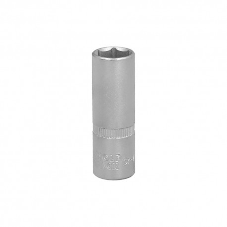 Llave Vaso 1/4" Hexagonal Larga 12 mm. Perfil de 6 caras. Acero Cromo Vanadio, Aristas Redondas