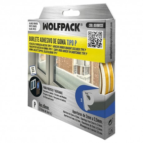 Burlete Elástico "P" 6m. x 9mm. Blanco