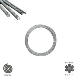 Cable Galvanizado   4 mm. (Rollo 25 Metros) No Elevacion