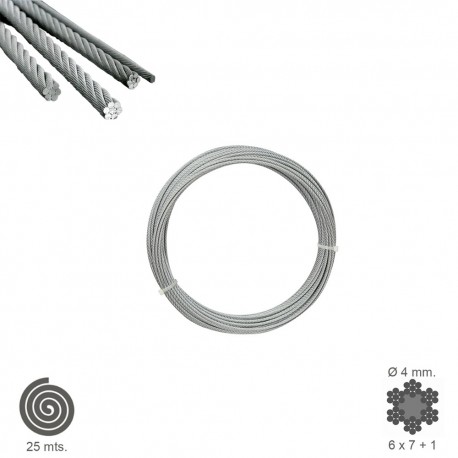 Cable Galvanizado   4 mm. (Rollo 25 Metros) No Elevacion