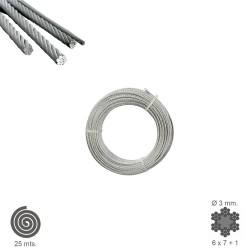Cable Galvanizado   3 mm. (Rollo 25 Metros) No Elevacion