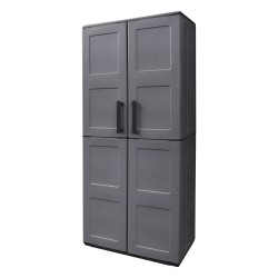 Armario Resina Alto 68x37x163 cm. Con Portaescobas. Color Gris Oscuro