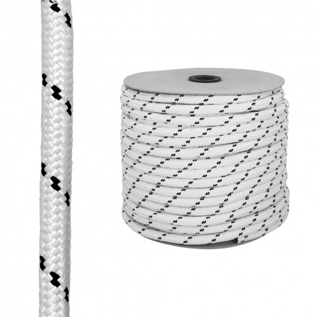 Cuerda Poliester Trenzada Blanco / Azul  5 mm. Bobina 200 m.
